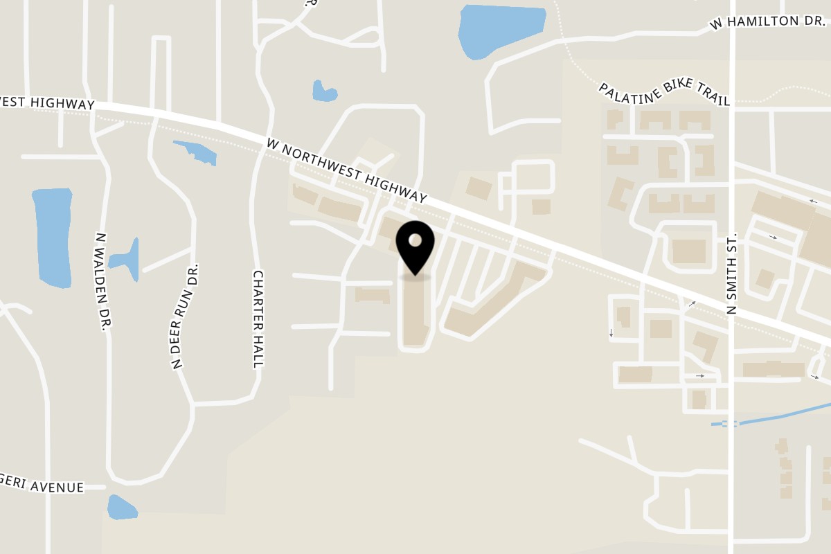 Map showing the location of Hot Pockets Sports Bar on 365 W Northwest Hwy in Palatine
